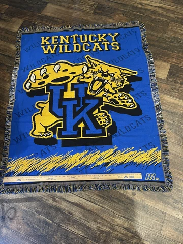 University Kentucky Wildcats UK NCAA Blanket Afghan Throw 45 x 55 Rare Colorway Cover