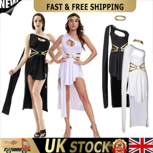 Women One Shoulder Greek Queen Dress Roman Toga Costume Fancy Dress Halloween-UK - Picture 1 of 26