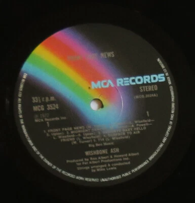 Wishbone Ash Front Page News Record LP Vinyl 70's Import Press 1977 MCA  - Image 1 of 4