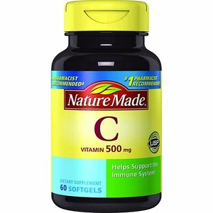 Nature Made Vitamin C Softgels Supports Immune System 500mg 60 Count Pack of 3 - Picture 1 of 6