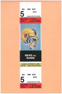 Joe Montana 1st NFL start 1980 ticket San Francisco 49ers v Los Angeles Rams HOF - Picture 1 of 2