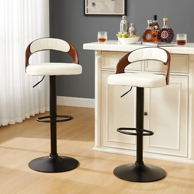 Set of 2/4 PU Leather Bar Stools Swivel Adjustable Bar Chairs Counter Height - Image 1 of 4