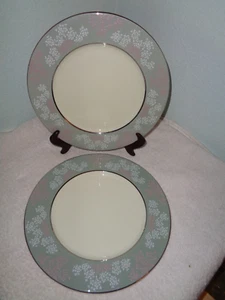 4 CASTLETON China Lace Dinner Plates Floral Platinum Trim USA - Picture 1 of 3