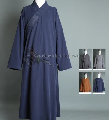 Thick Cotton Linen Buddhist Monk Robe Shaolin Kung fu Uniform Meditation Clothes - Image 1 of 4