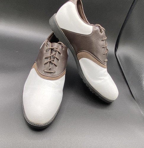 Scarpe da golf vintage Nike Air Waverly Last Oxford in pelle marrone bianco taglia 14