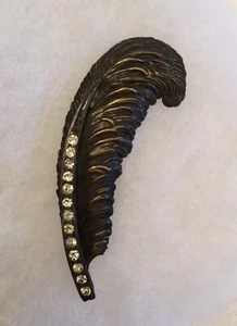 Beautiful Vintage Feather Pin with Rhinestones - Picture 1 of 8
