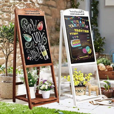 UNHO XXL Kundenstopper mit Ablage Werbeaufsteller Kreidetafel Wetterfest Holzrahmen