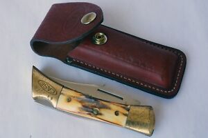 Case xx Shark Tooth 5197l SSP 6 Dot Folding Pocket Knife & Leather Sheath Unused