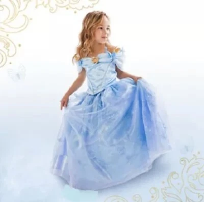 Vestido Cenicienta Disney Store Niñas Talla 7/8 Acción en Vivo Azul Mariposa Nuevo con Etiquetas Foto 1 de 4
