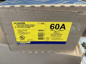 Square D HU362RB 3 polos 60 amperios 600 v desconexión no fusible NUEVO - Imagen 1 de 5