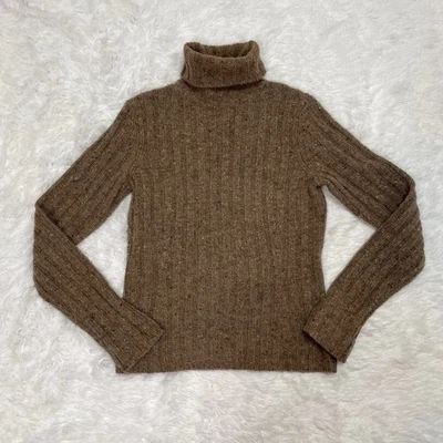 Suéter tejido de lana marrón cuello alto pequeño Garnet Hill para mujer talla S Foto 1 de 4