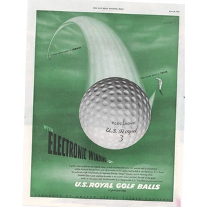 US Royal Golf Ball Magazine Advertisement 1950s B&W Sports Vintage Original - Picture 1 of 5