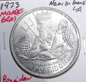 1973 Poseidon - New Orleans Karneval 1 1/2" Souvenir Medaille Münze - Bild 1 von 2