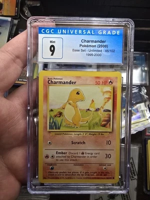 Pokémon Base Set Charmander 46/102 CGC Mint 9 - Image 1 of 2