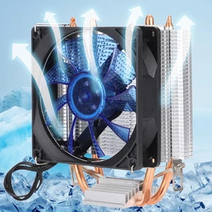 Blue Light CPU Cooling Fan Double Row Heat Tube 3 Pin Interface Computer Acc NEW - Zdjęcie 1 z 12