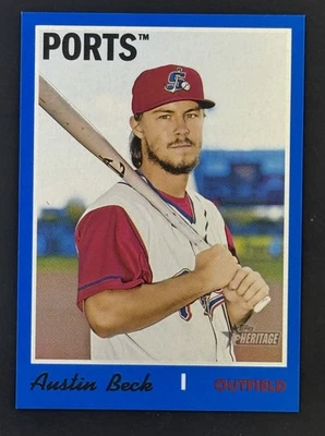 2019 Topps Heritage Minor League Edition - Austin Beck #136 Blue /99 (RC) - Image 1 of 2