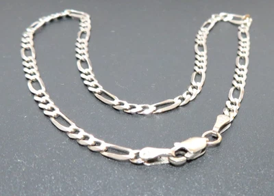 14K WG FIGARO LINK TOBILLERA 9.5" LARGO 2.92 MM ANCHO 3.41 gramos (G134708-2) Foto 1 de 4