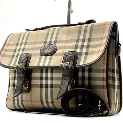 Burberry Nova Check Lona Cuero 2 Vías Maletín Bolso de Hombro Unisex A4 Foto 1 de 4