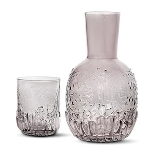 2 Pc Carafe Set | Bedside Night Water Carafe | Glass Pitcher and Cup that Dou... - Picture 1 of 7
