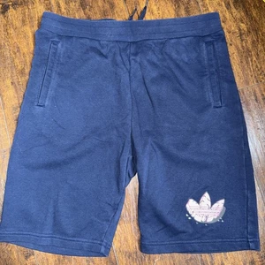 Adidas Pull On Jersey Shorts, Navy, Pink Logo, Aged 13/14 L - Picture 1 of 4