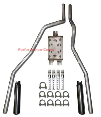 04-08 Ford F150 4.6 5.4 Camión Mandril Doble Escape Doblado con Cazador de Flujo Negro T Foto 1 de 2