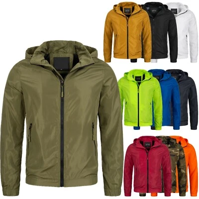 Jacke Herren Regenjacke Übergangs Jacken Windbreaker Kapuzenjacke Rain H-235 NEU