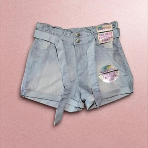 BLUE SPICE Juniors Size 3 Light Stone Sandblast HIGH WAIST Paperbag Shorts NWT - Picture 1 of 11