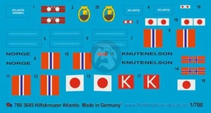 Peddinghaus 1/700 Kriegsmarine Atlantis marcature mercantile tedesco indovinato 3645 - Foto 1 di 1