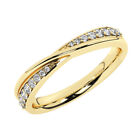 0.20ct Round Cut Diamonds Pave Offset Twisted Half Eternity Ring 9K Yellow Gold