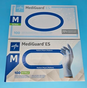 LOT OF 2 Medline MediGuard ES Powder Free Exam Nitrile Gloves Medium 100ct Each - Picture 1 of 3