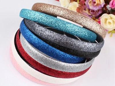 5 Pcs 12mm(1/2") Glitter Alice Headband for Women Headwear Hair Bands Hair Hoop