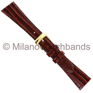 18mm Speidel Padded Gator Stitched Genuine Leather Ladies Brown Watch Band Reg - Picture 1 of 3