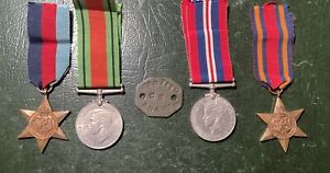 Second World War Medal Set With Dog Tag 4 Medals   Adams D 2197110 A533