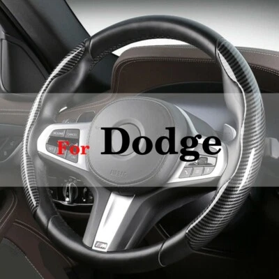 Cubierta de volante de fibra de carbono antideslizante para auto Dodge accesorios 15 pulgadas Foto 1 de 4