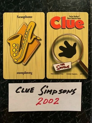 Clue Simpsons SAXOPHONE  WEAPON CARD Game Replacement Piece 2002 - Image 1 of 3