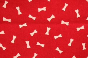 46"W x 42"W Pampered Pooch by Chloe's Closet for Moda White Dog Bones on Red - Picture 1 of 8