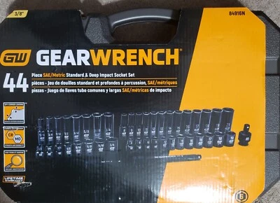 GearWrench 84916N 44 Pc. 3/8" Dr 6 Point SAE/Metric Std & Deep Impact Set New! - Image 1 of 2