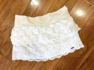 Hollister crochet boho white cotton tiered skirt small layered beach summer - Picture 1 of 3