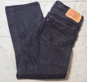 Levi's 501 Black Button Fly Jeans 33x28.5 tagged 34x30 - Picture 1 of 15