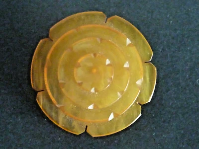 VINTAGE c1930s+ translucent butterscotch BAKELITE BUTTON Simichrome tested 2" - Image 1 of 4