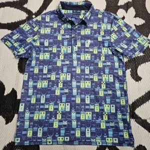 William Murray Polo Golf Shirt Mens Medium Blue WMG distortion Bill Murray AOP - Picture 1 of 8