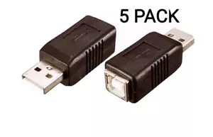 Pack of 5 USB 2.0 A/Male to B/Female Adapter Converter Connector - Picture 1 of 1