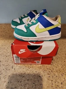 Nike Dunk Low Toddler Size 6C White LT Lemon Twist Athletic Shoes FV4501-100 - Picture 1 of 8