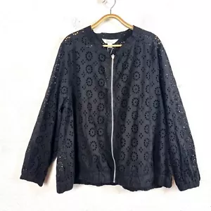 New BEME Womens Jacket Plus Size 16 Black Lace Long Sleeve Zip Front - Picture 1 of 11