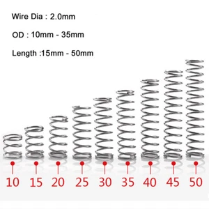 10 Stück Drahtdurchmesser 2,0 mm 304 Edelstahl Feder Druckfeder Außendurchmesser 10 mm-35 mm - Bild 1 von 4