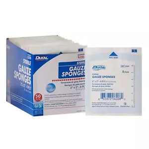 Dukal 6208 Premium weiß 8-lagig 2"" x 2"" sterile Gaze Schwämme (DKL6208) - Bild 1 von 5