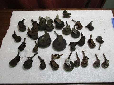 Mix Lot Of  30 Vintage Caster Wheels Metal, Wood, Plastic and Rubber Cover