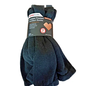 Calze CVS Health unisex taglia L/XL nere trattate in rame comfort crew 3 paia nuove con etichette - Foto 1 di 5