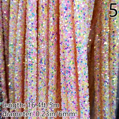 5M 6mm Round Cord Rope Craft String Sequin Rhinestone Trimming DIY Bracelet - Image 1 of 4