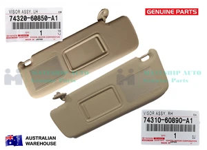 GENUINE Toyota LandCruiser Prado 120 Series Left Right Hand Sun Visor Ivory Set - Picture 1 of 5